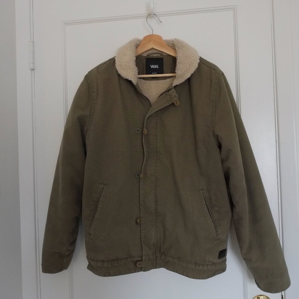 Vans Sherpa-Lined Olive Jacket – Men’s Medium